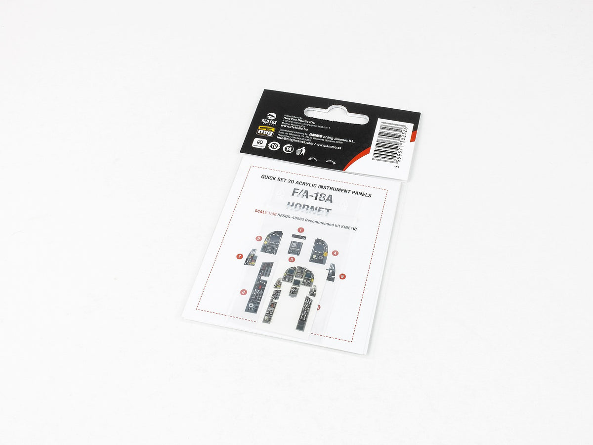 McDonnell-Douglas F/A-18A Hornet 3D Acrylic Instrument Panel (designed to be used with Kinetic Model kits)