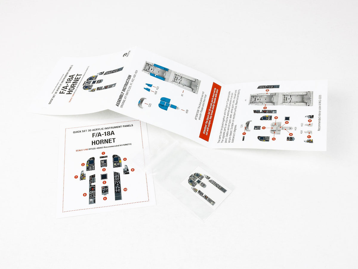 McDonnell-Douglas F/A-18A Hornet 3D Acrylic Instrument Panel (designed to be used with Kinetic Model kits)