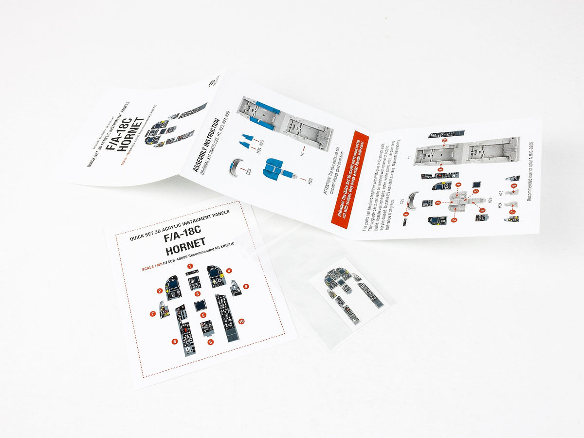 McDonnell-Douglas F/A-18C Hornet 3D Acrylic Instrument Panel (designed to be used with Kinetic Model kits)