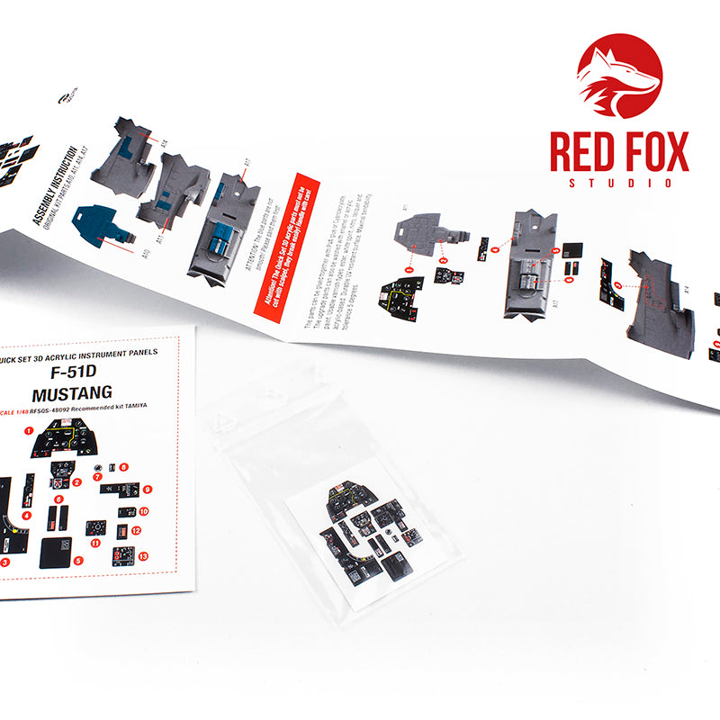 North-American F-51D Mustang Quick Set 3D Acrylic Instrument Panel (designed to be used with Tamiya kits)