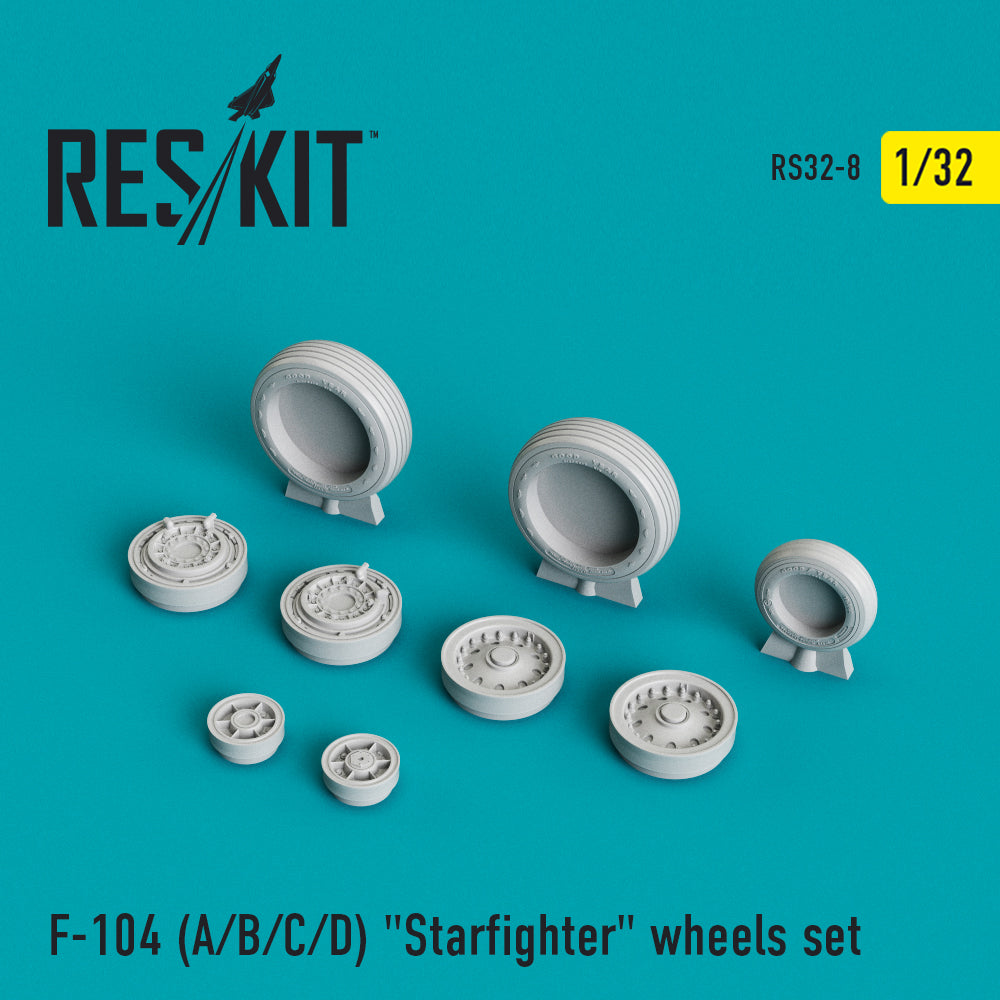 Lockheed F-104C Starfighter wheels set (designed to be used with Hasegawa and Italeri kits) (ResKit sold out May 2026)