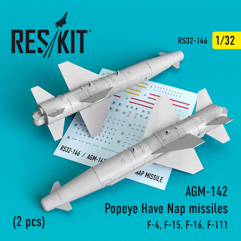 AGM-142 Popeye Have Nap missiles (2 pcs) (McDonnell F-4 Phantom, F-15, Lockheed-Martin F-16, General-Dynamics F-111) (designed to be used with Academy, Hasegawa, Tamiya, Trumpeter and Revell kits)