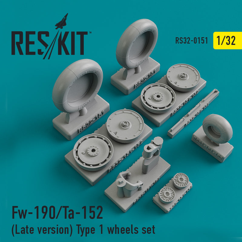 Focke-Wulf Fw-190/Ta-152 (Late version) (ResKit sold out May 2026) Type 1 wheels set (designed to be used with FROG, Hasegawa, Kitty Hawk Models and Revell kits) (ResKit sold out May 2026)