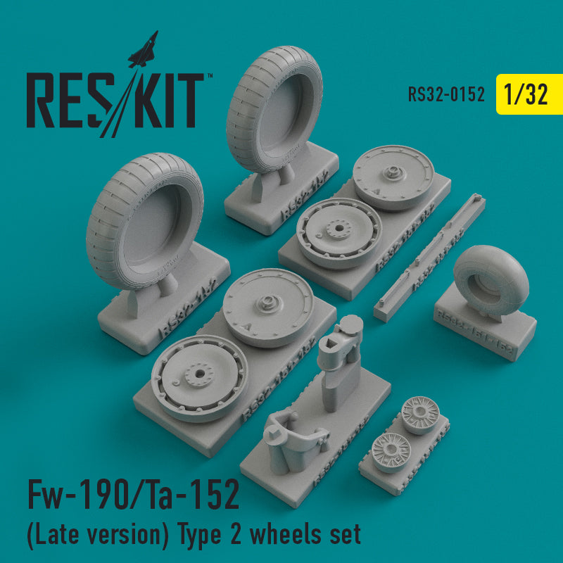 Focke-Wulf Fw-190/Ta-152 (Late version) (ResKit sold out May 2026) Type 2 wheels set (designed to be used with FROG, Hasegawa, Kitty Hawk Models and Revell kits) (ResKit sold out May 2026)