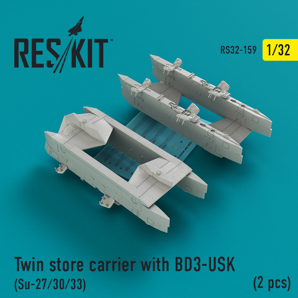 Twin store carrier with BD3-USK (Sukhoi Su-27/Su-30/Su-33) (2 pcs) (designed to be used with Tanmodel and Trumpeter kits)(finished May 2024)