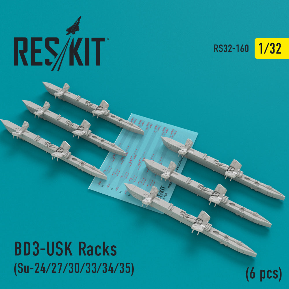 BD3-USK Racks (Sukhoi Su-24MR/Su-27UB/Su-30/Su-33MKK/Su-34/Su-35) (6 pcs) (designed to be used with Tanmodel and Trumpeter kits)