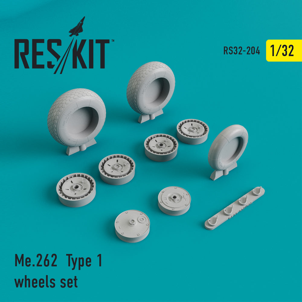 Messerschmitt Me-262A-1/Me-262B-2 Type 1 wheels set (designed to be used with Hasegawa, Revell and Trumpeter kits) (ResKit sold out May 2026)