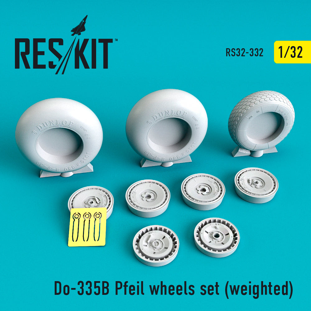 Dornier Do-335B Pfeil wheels set ((with weighted effect)) (designed to be used with Hong Kong Models and Zoukei-Mura kits)