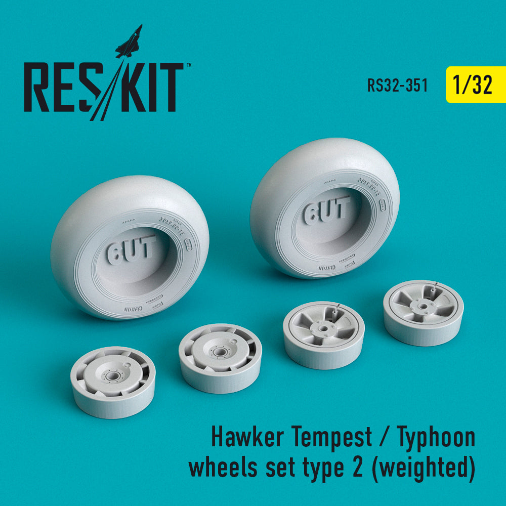 Hawker Tempest/Typhoon wheels set type 2 (bulged tyre/weighted effect) (ResKit sold out May 2026) (designed to be used with Revell and Special Hobby kits) (ResKit sold out May 2026)