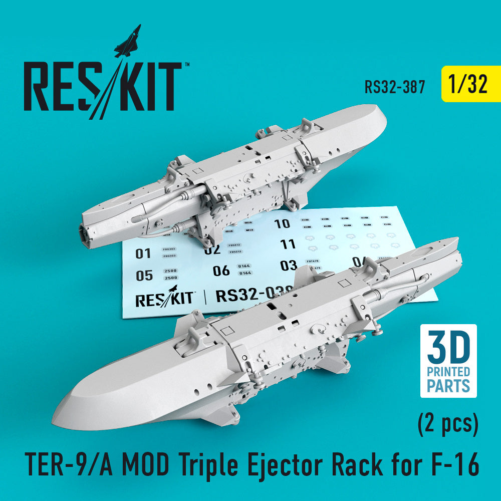 TER-9/A MOD Triple Ejector Rack for Lockheed-Martin F-16 (2 pcs) (3D-Printed)