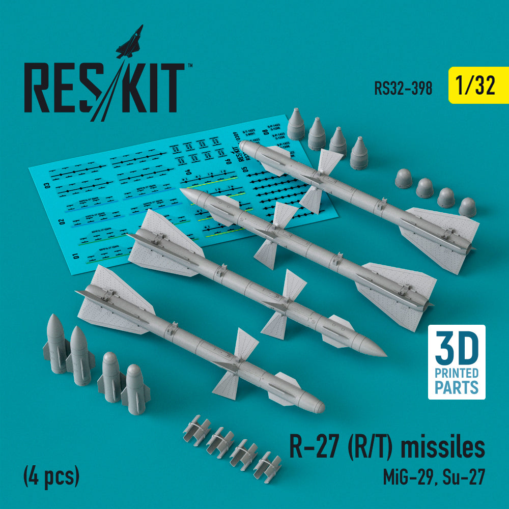 R-27 (R/T) missiles (4 pcs) (MiG-29, Sukhoi Su-27) (3D-Printed)