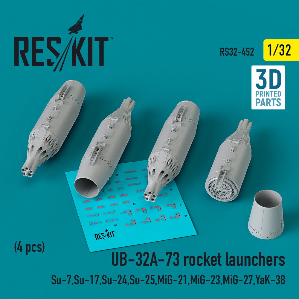 UB-32A-73 rocket launchers (4 pcs) (Su-7, Sukhoi Su-17, Su-24, Su-25, Mikoyan MiG-21, MiG-23, MiG-27, YaK-38) (3D-Printed)