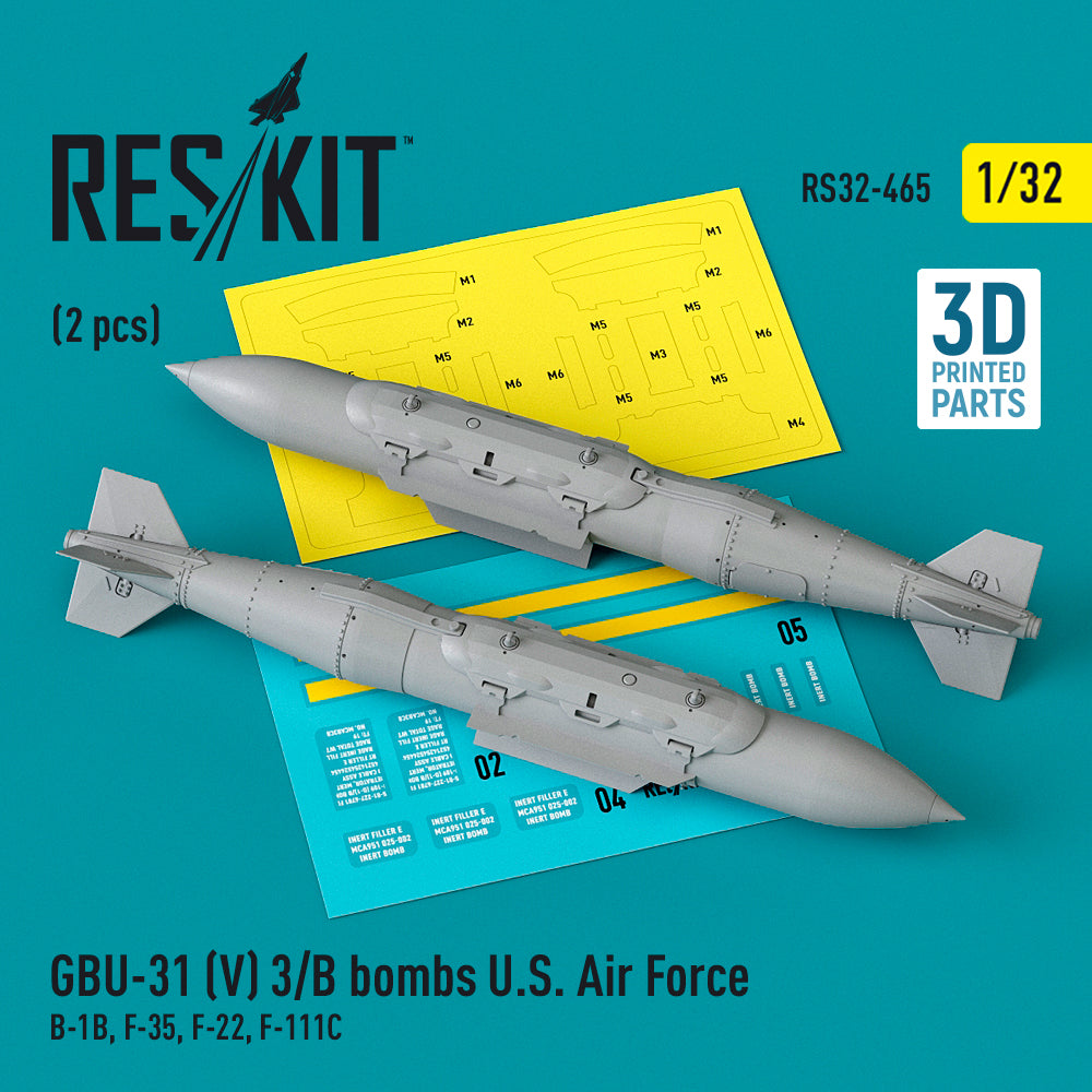 GBU-31 (V) 3/B bombs U.S. Air Force (2 pcs) (B-1B, Lockheed-Martin F-35, F-22, General-Dynamics F-111C) (3D-Printed)