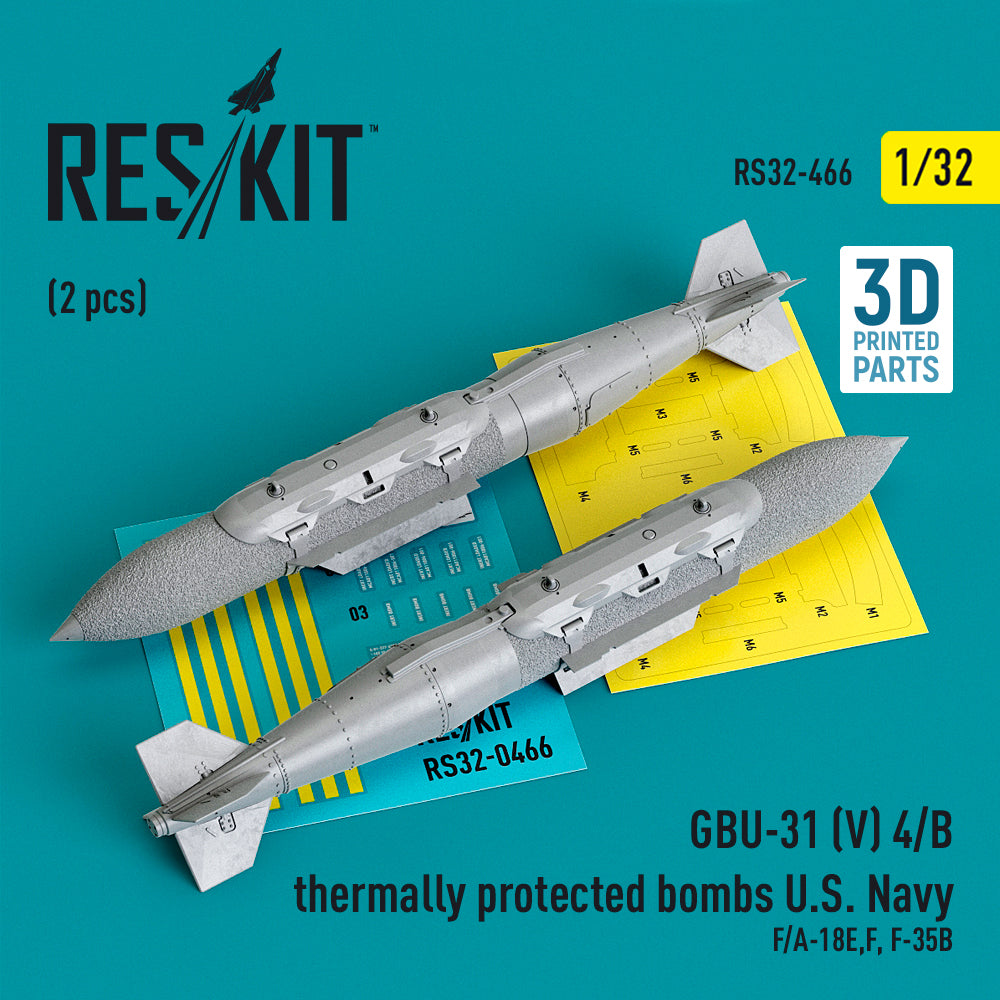 GBU-31 (V) 4/B thermally protected bombs U.S. Navy (2 pcs) (Boeing F/A-18E ,F, Lockheed-Martin F-35B) (3D-Printed)