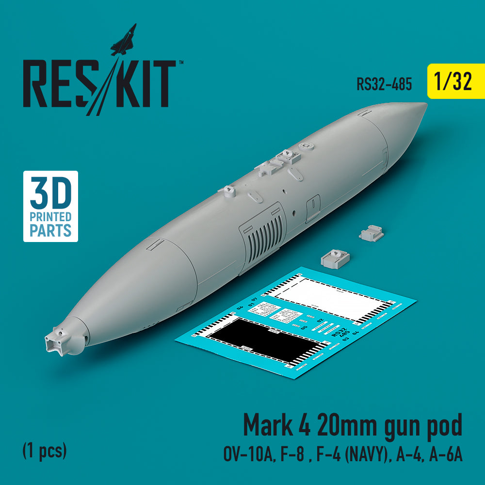 Mark 4 20mm gun pod (1 pcs) (North-American/Rockwell OV-10A, F-8 , McDonnell F-4 (USN), Douglas A-4, A-6A) (3D-Printed)