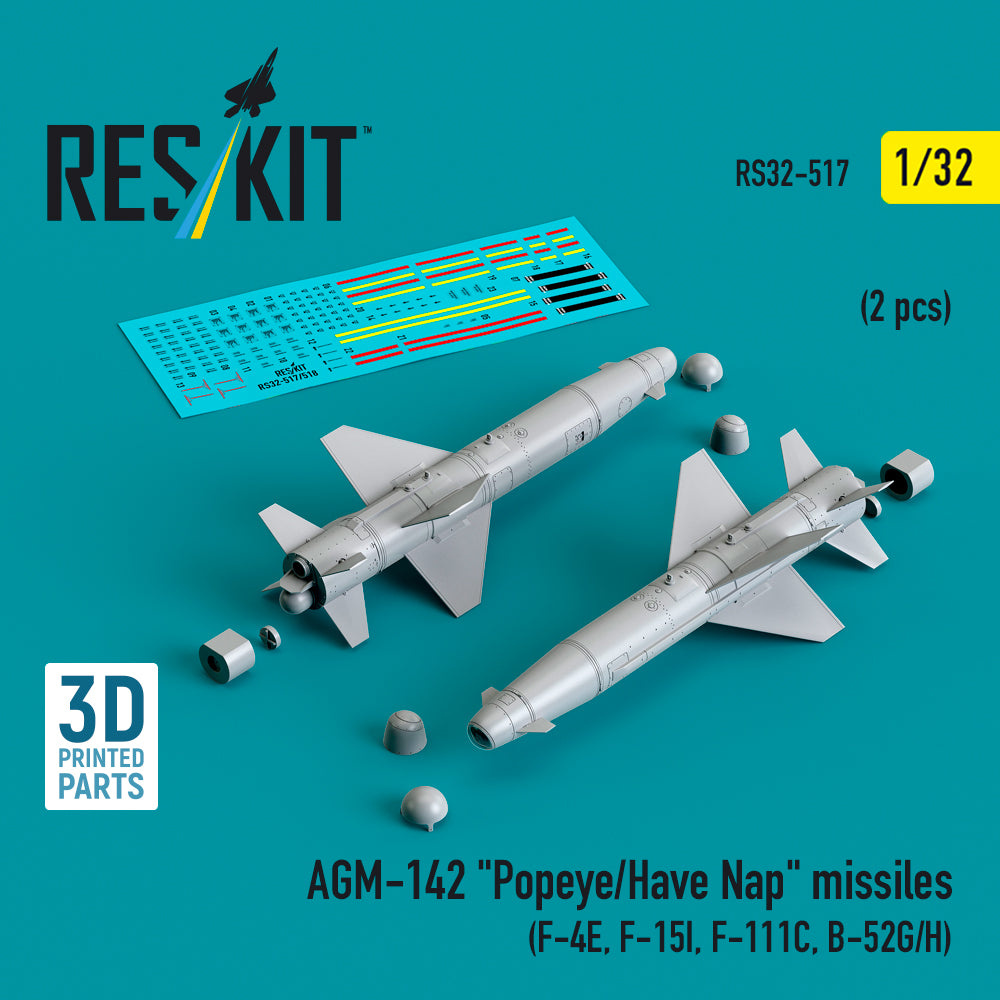 AGM-142 'Popeye/Have Nap' missiles (2 pcs) (McDonnell F-4E, F-15I, F-111C, Boeing B-52G/H) (3D-Printed)