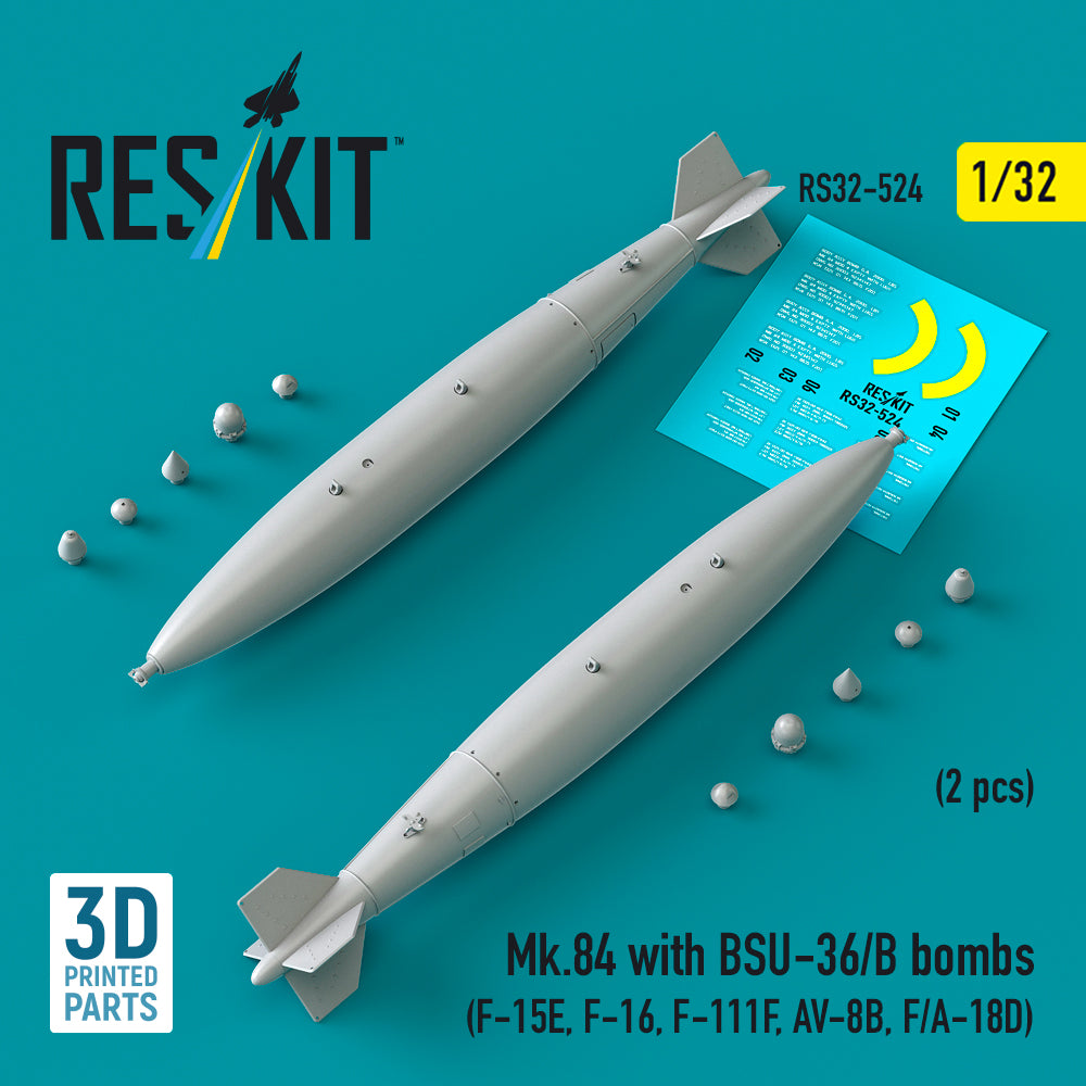 Mk.84 with BSU-36/B bombs (2 pcs) (McDonnell F-15E, Lockheed-Martin F-16, F-111F, McDonnell-Douglas AV-8B, F/A-18D) (3D-Printed)