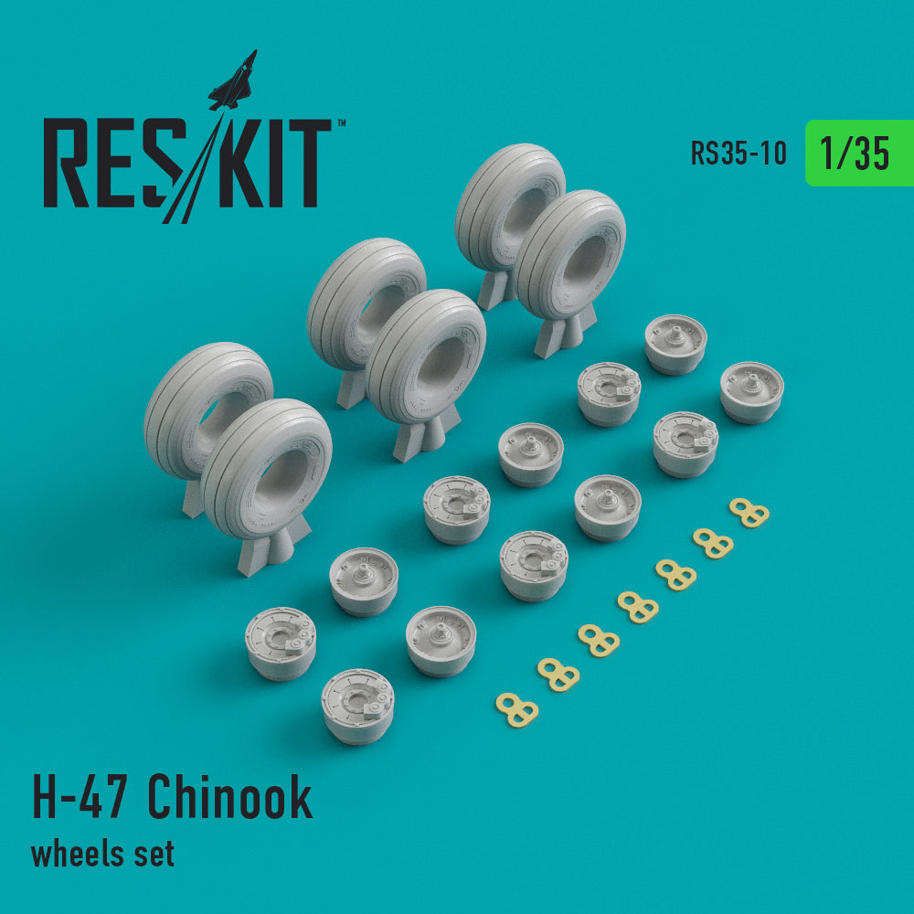 Boeing CH-47A/CH-47D Chinook wheels set (designed to be used with Trumpeter kits) (ResKit sold out May 2026)