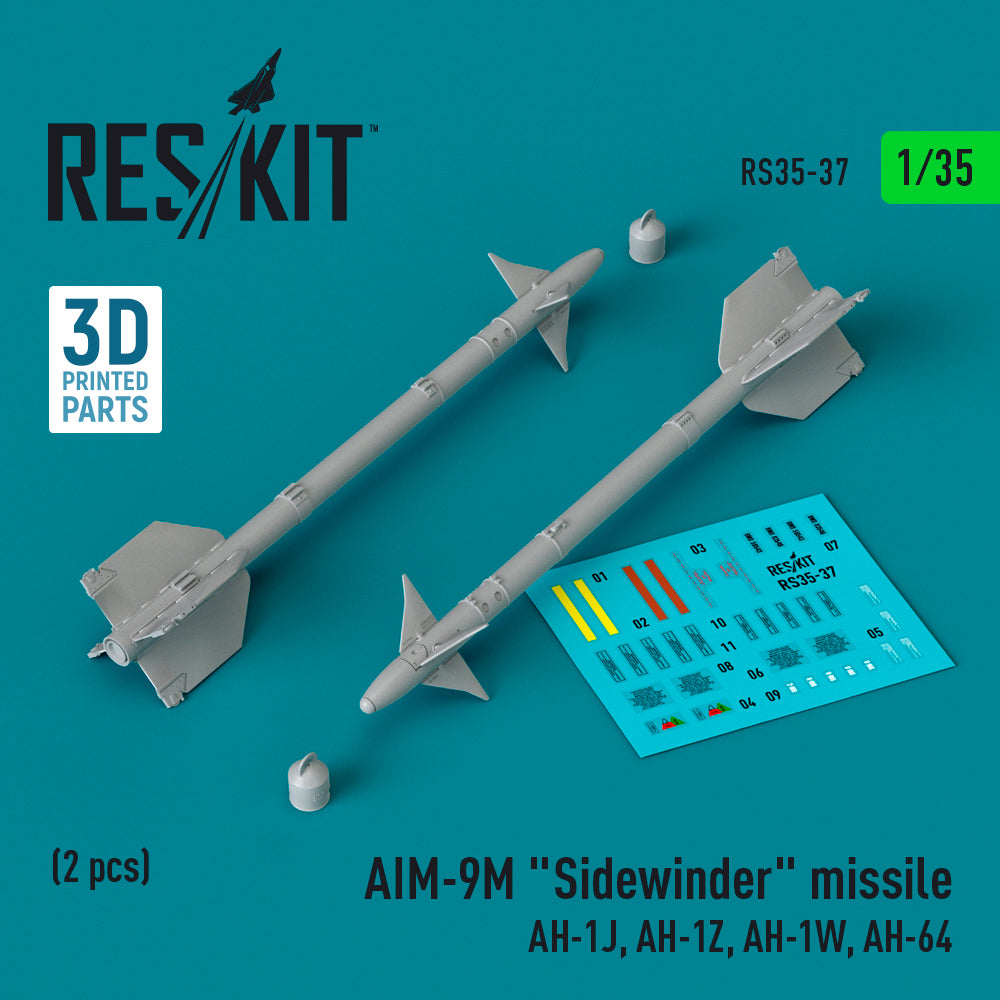 AIM-9M Sidewinder missile (Bell AH-1J, Bell AH-1Z, Bell AH-1W, Bell/Boeing AH-64) (2 pcs) (3D-Printed)