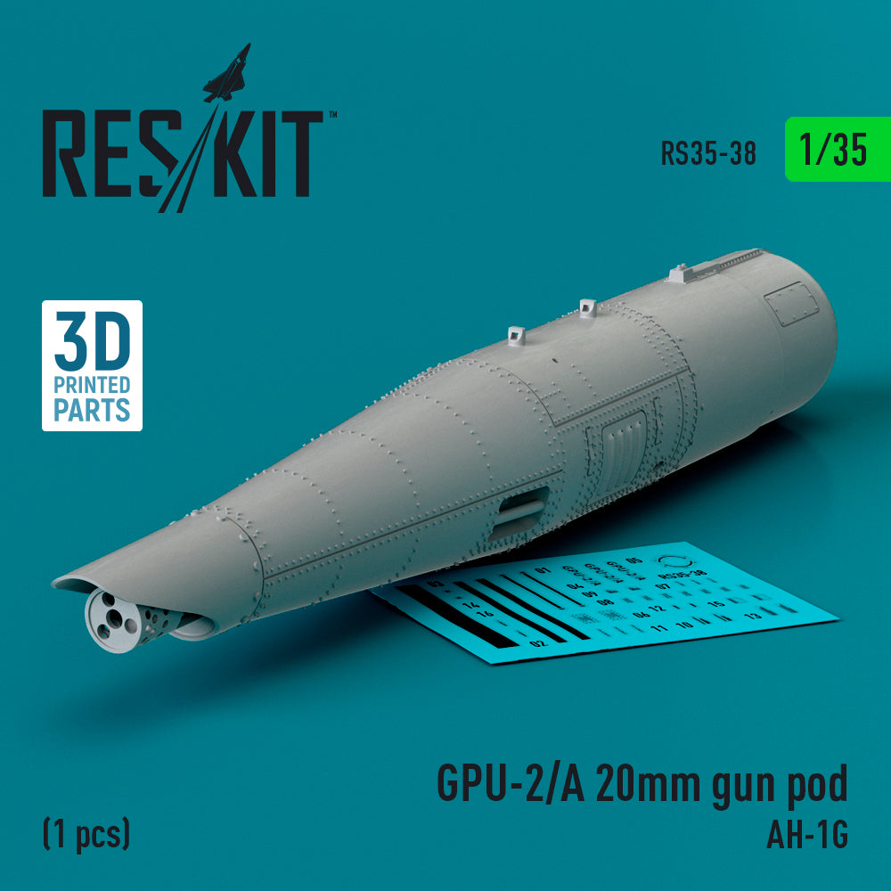 GPU-2/A 20mm gun pod (1 pcs) (Bell AH-1G) (3D-Printed) (ResKit sold out February 2026)