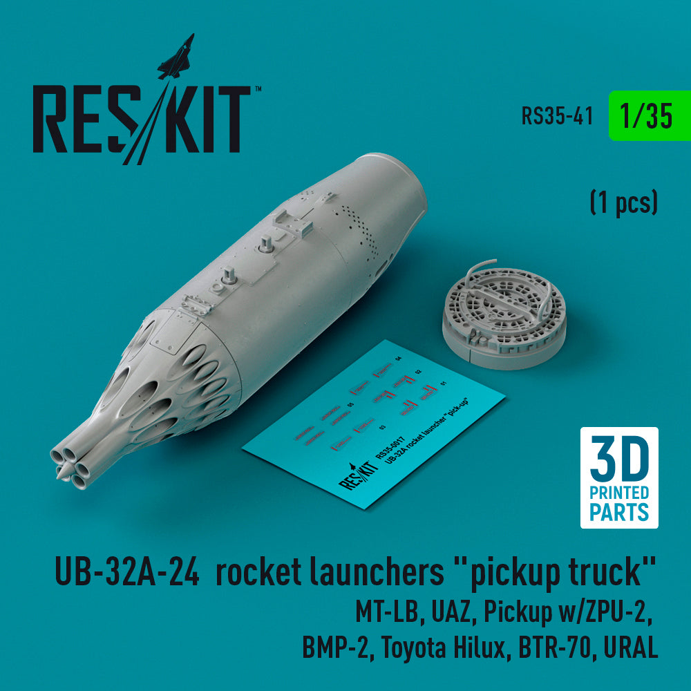 UB-32A-24 rocket launchers pickup truck (1 pcs) (MT-LB, UAZ, Pickup with ZPU-2, BMP-2, Toyota Hilux, BTR-70, URAL) (3D-Printed) (designed to be used with Meng Model kits)