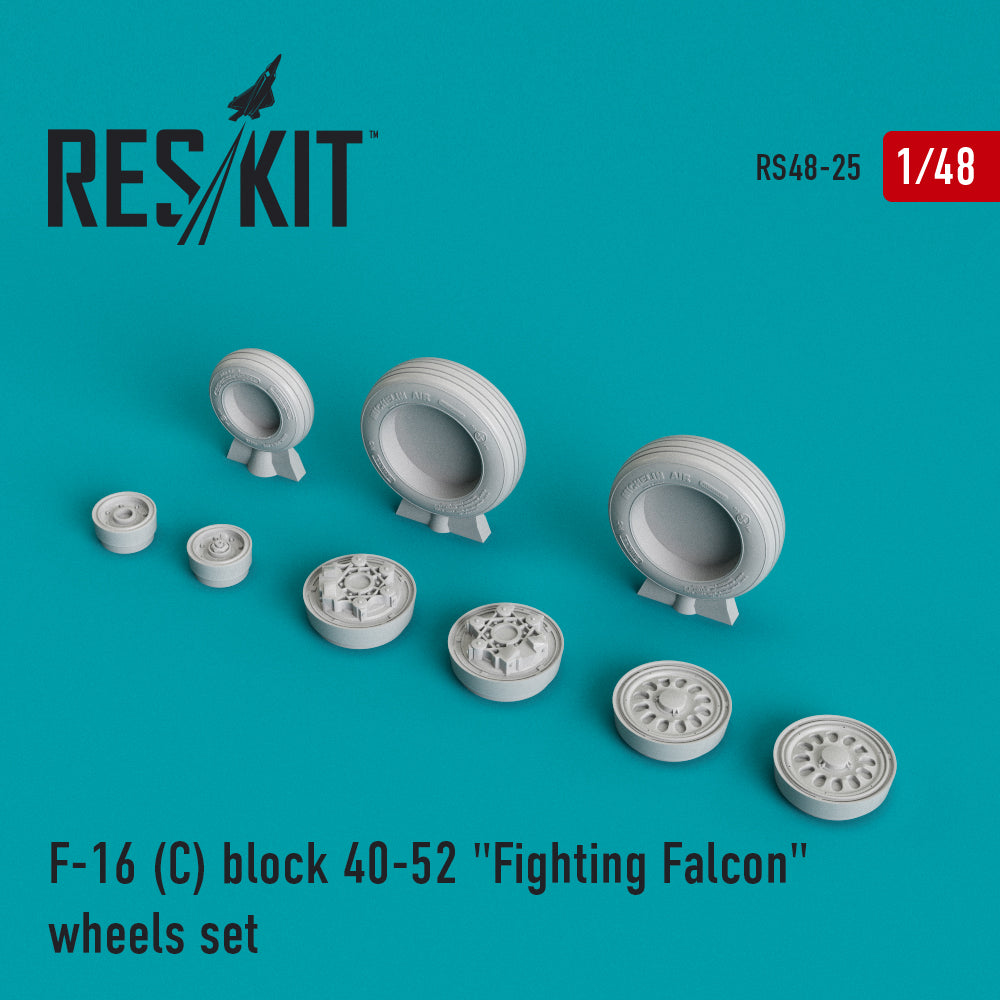 Lockheed-Martin F-16C block 40-52 Fighting Falcon wheels set (designed to used with Academy, Hasegawa, Kinetic Model and Tamiya kits) (ResKit sold out May 2026)