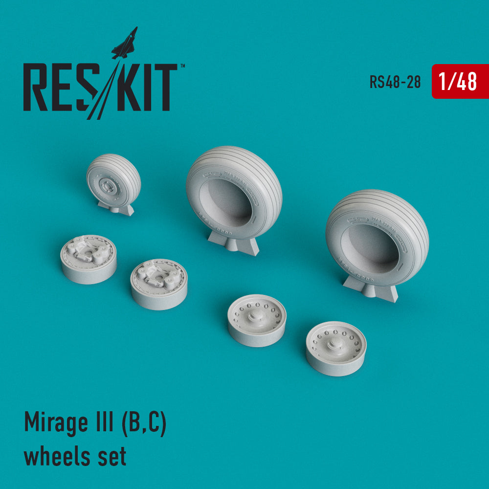 Dassault_Mirage IIIB, IIIC) (ResKit sold out May 2026) wheels set (designed to used with Academy, Eduard kits, Esci, Heller, Hobby Boss and Kinetic Model kits) (ResKit sold out May 2026)