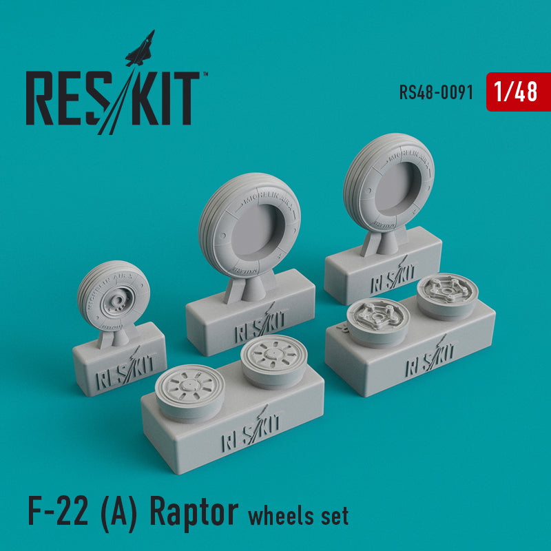 Lockheed-Martin F-22A Raptor wheels set (designed to be used with Academy, Hasegawa, Italeri and Revell kits) (ResKit sold out May 2026)