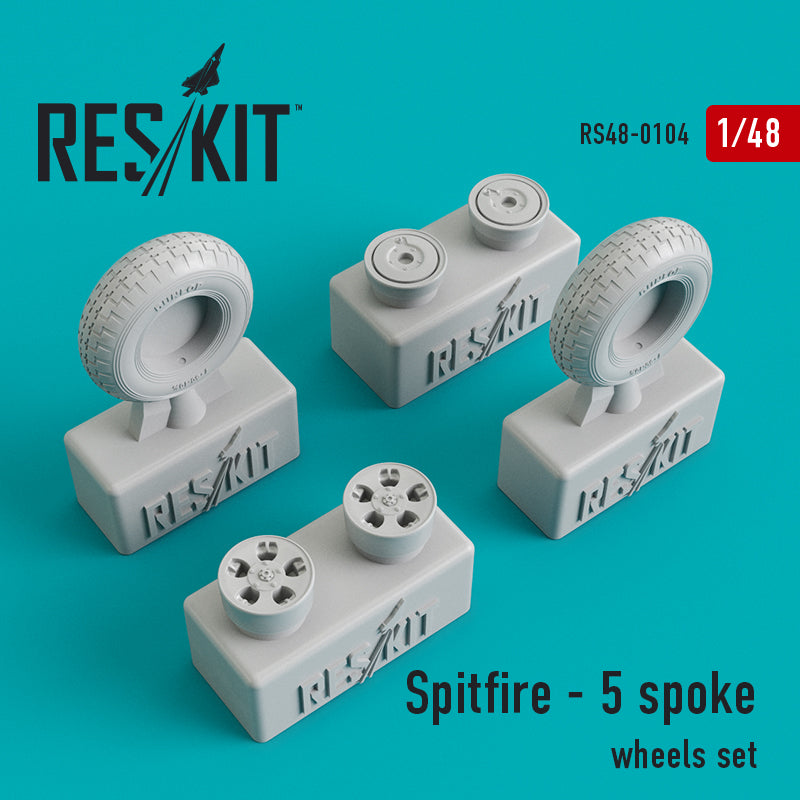 Supermarine Spitfire - 5 spoke wheels set (designed to be used with Airfix, Eduard kits, ICM, Italeri, Revell and Tamiya kits) (ResKit sold out May 2026)