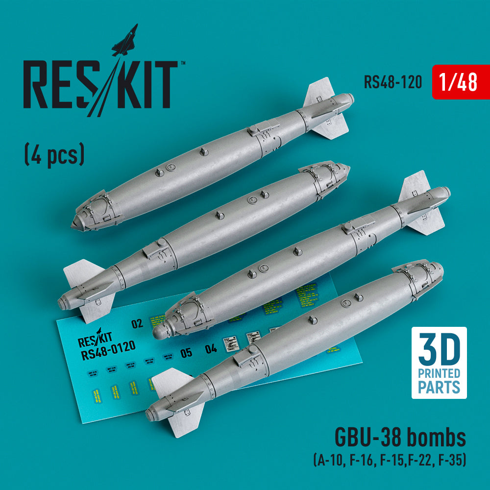 RE-RELEASED!!! GBU-38 bombs (4 pcs) (Fairchild A-10, F-16, F-15,F-22, F-35) (3D-Printed)