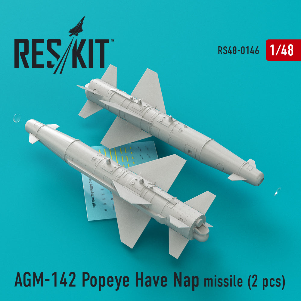 AGM-142 Popeye Have Nap missile (2 pcs) (F-4, McDonnell F-15, Lockheed-Martin F-16, General-Dynamics F-111) Hasegawa, Hobby Boss, (designed to be used with Great Wall Hobby kits) , Tamiya, Academy, Kinetic, Revell (Reskit sold out January 2025)