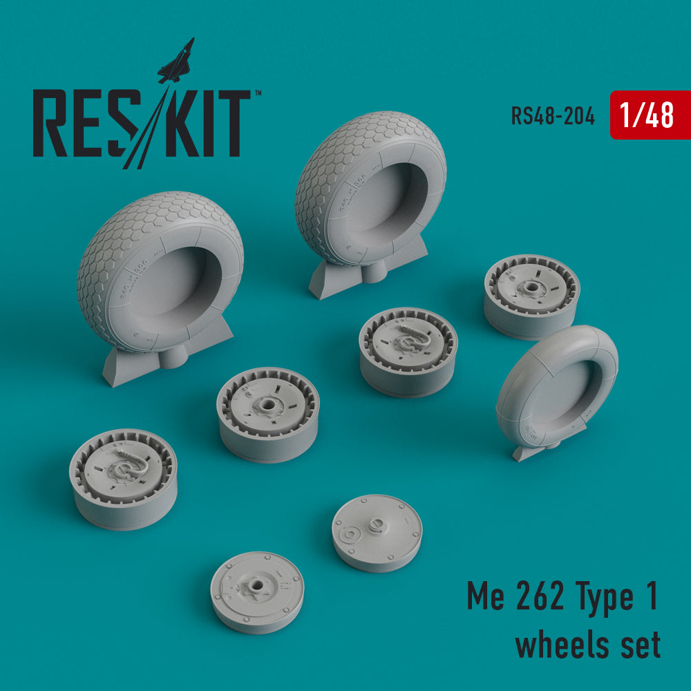 Messerschmitt Me-262A-1/Me-262B-2 Type 1 wheels (designed to be used with Dragon, Hobby Boss, Italeri, Monogram and Trimaster kits) (ResKit sold out May 2026)