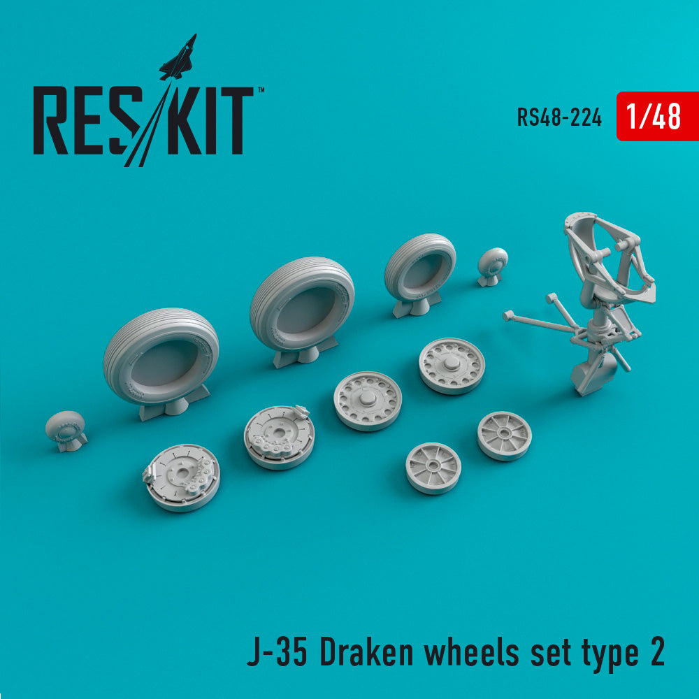 Saab J-35 Draken Type 2 wheels set (designed to be used with Eduard kits and Hasegawa kits) (ResKit sold out February 2026)
