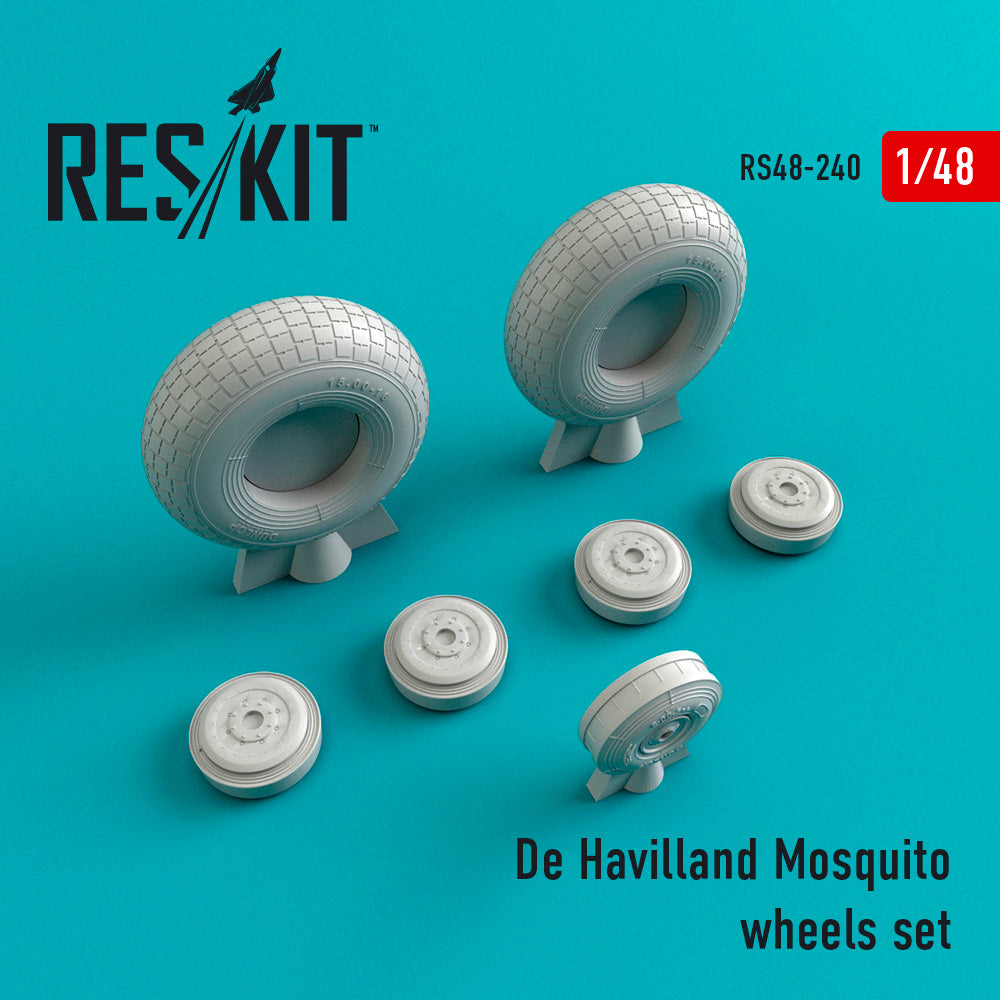 de Havilland Mosquito wheels set (designed to be used with Airfix, Hasegawa, Monogram, Tamiya and Revell kits) (ResKit sold out May 2026)