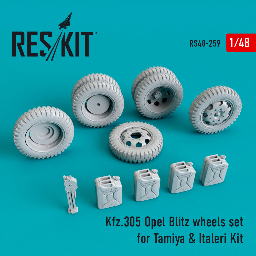 Opel Blitz Kfz.385 Tankwagen wheels set (designed to be used with Italeri and Tamiya kits)(discontinued by Reskit June 2025)
