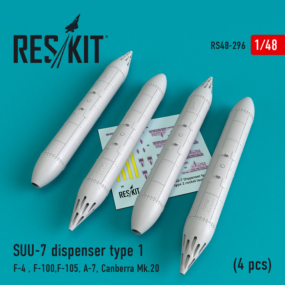 SUU-7 dispenser type 1 (4 pcs) (McDonnell F-4, North-American F-100, Republic F-105F/F-105G, LTV A-7, Canberra Mk.20) Academy, Eduard kits, Hobby Boss, Trumpeter, Hasegawa (designed to be used with Hobby Boss, Monogram and Revell kits)