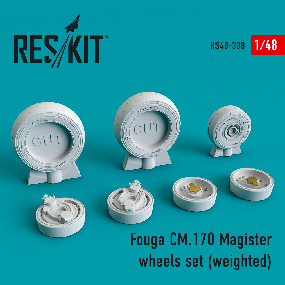 Fouga CM.170 Magister wheels set (bulged tyre/weighted effect) (ResKit sold out May 2026) (designed to be used with Avant Garde and Kinetic Model kits) (ResKit sold out May 2026)