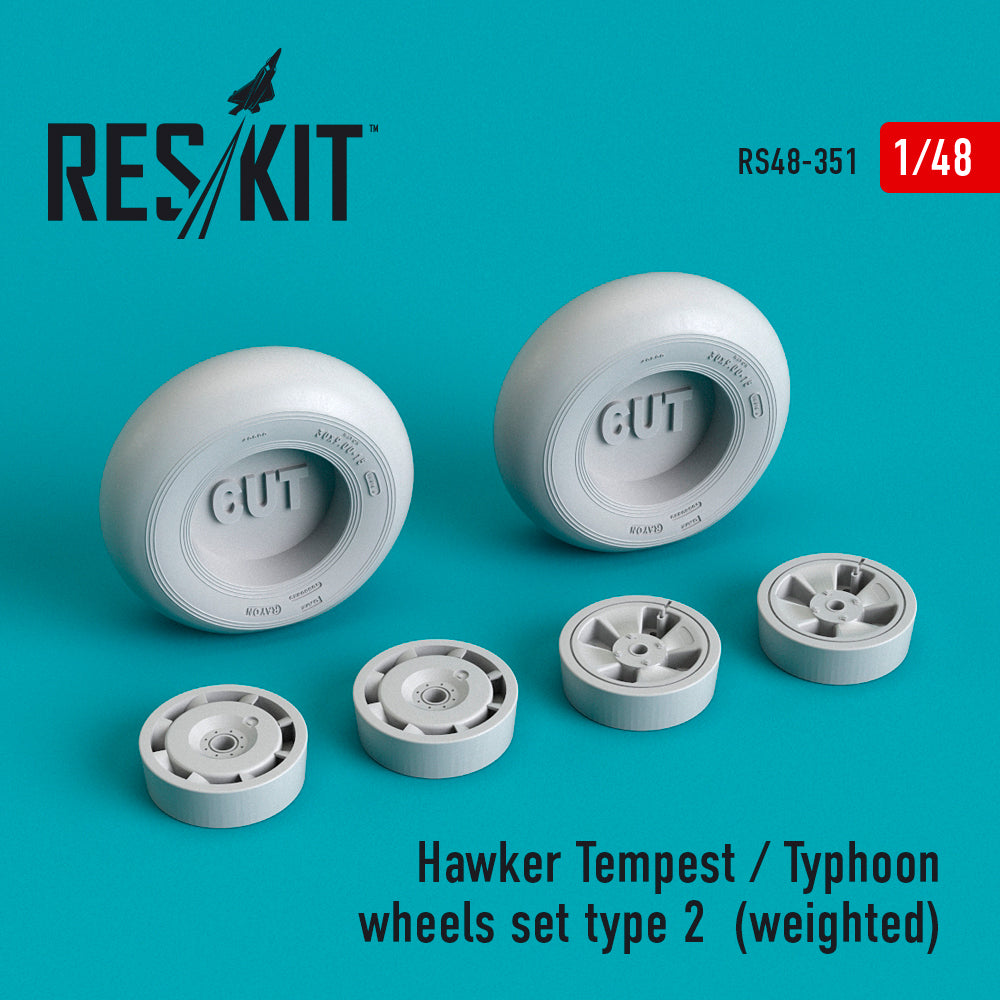 Hawker Tempest/Typhoon wheels set type 2 (bulged tyre/weighted effect) (ResKit sold out May 2026) (designed to be used with Esci, Eduard and Special Hobby kits) (ResKit sold out May 2026)