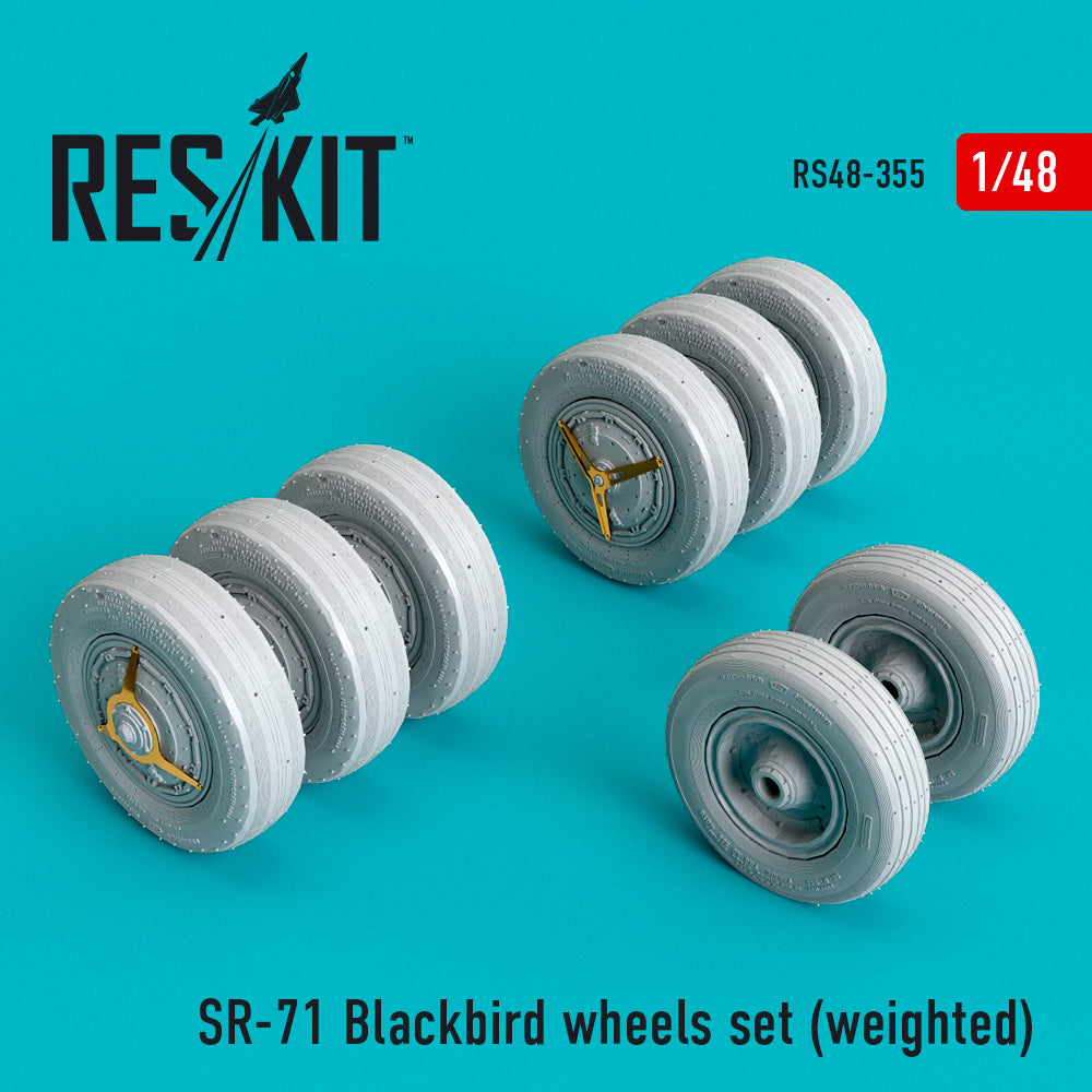 Lockheed SR-71 Blackbird wheels set (bulged tyre/weighted effect) (ResKit sold out May 2026) (designed to be used with Italeri, Testors and Revell kits) (ResKit sold out May 2026)