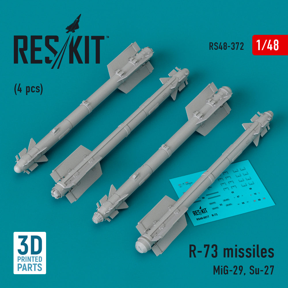 R-73 missiles (4 pcs) (MiG-29, Sukhoi Su-27) (3D-Printed)