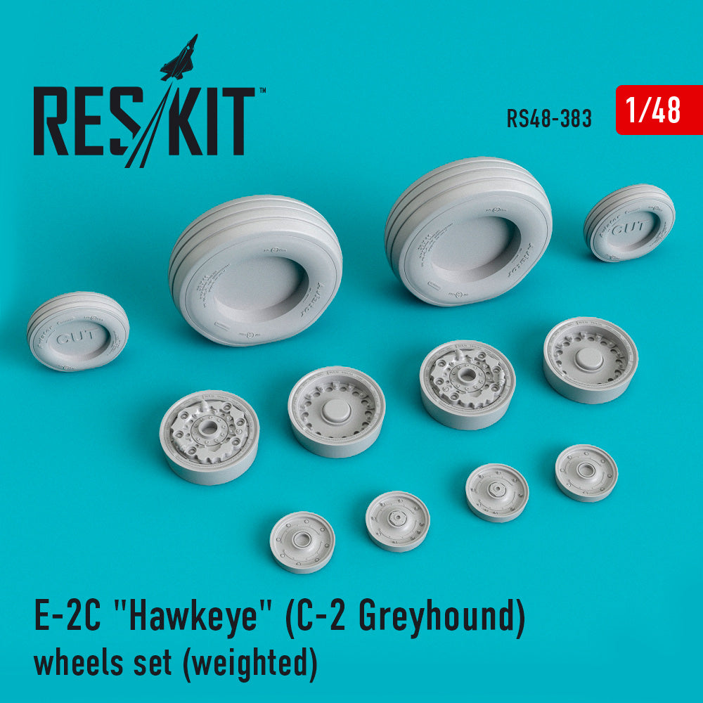 Grumman E-2C Hawkeye (C-2 Greyhound) (ResKit sold out May 2026) wheels set (bulged tyre/weighted effect) (ResKit sold out May 2026) (designed to be used with Kinetic Model kits) (ResKit sold out May 2026)