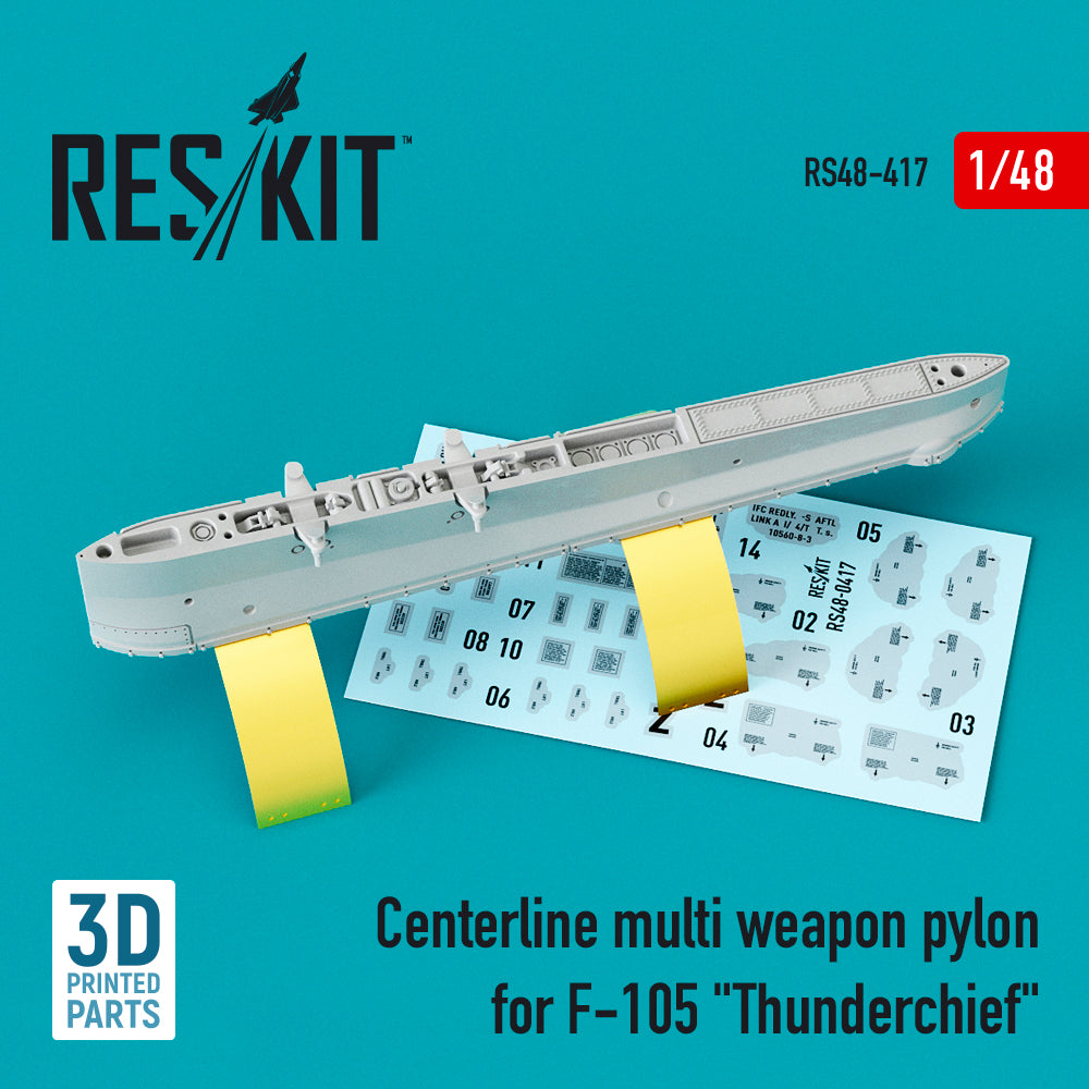Centerline multi weapon pylon for Republic F-105D/F-105G Thunderchief 3D-Printed) (designed to be used with Hobby Boss, Monogram and Revell kits)