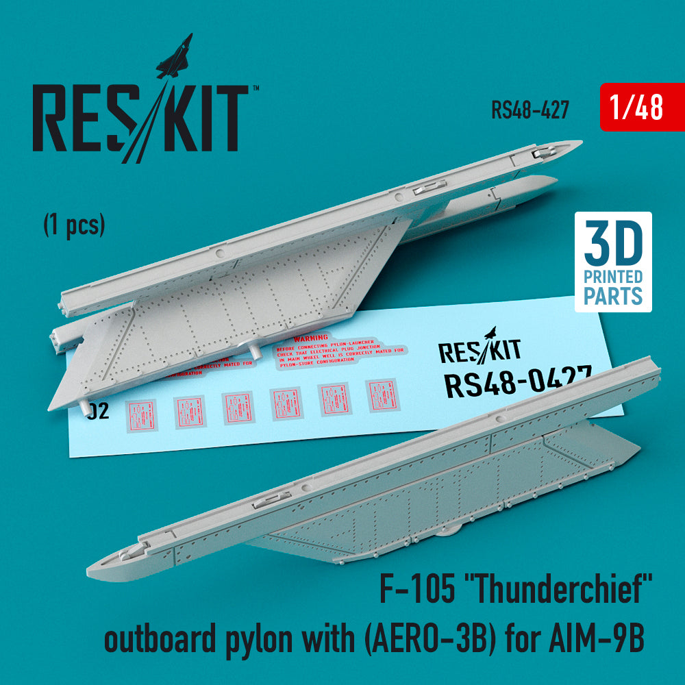 Republic F-105D/F-105G Thunderchief outboard pylon (AERO-3B) for AIM-9B 3D-Printed) (designed to be used with Hobby Boss, Monogram and Revell kits)