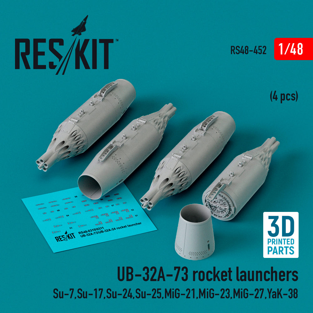 UB-32A-73 rocket launchers (4 pcs) (Su-7, Sukhoi Su-17, Su-24, Su-25, MiG-21, MiG-23, MiG-27, YaK-38) (3D-Printed)