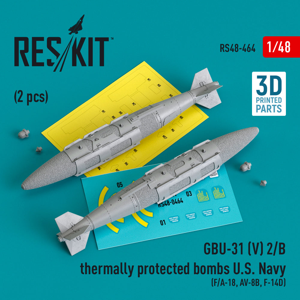 GBU-31 (V) 2/B thermally protected bombs U.S. Navy (2 pcs) (F/A-18, McDonnell-Douglas AV-8B, Grumman F-14D)(3D-Printed)