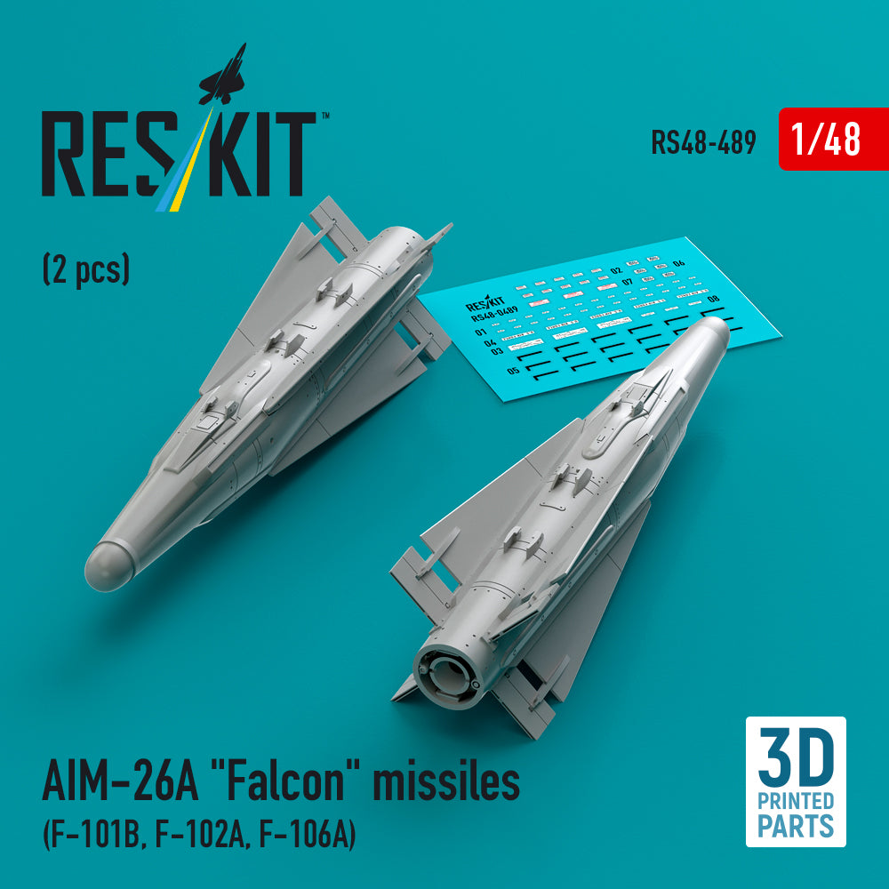 AIM-26A Falcon missiles (2 pcs) (F-101B, F-102A, F-106A) (3D-Printed)