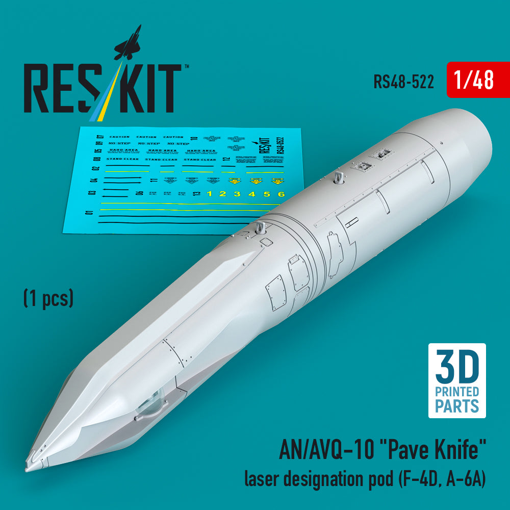 AN/AVQ-10 'Pave Knife' laser designation pod (1 pcs) (F-4D, A-6A) (3D-Printed) (1/48)