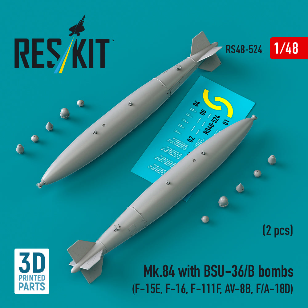 Mk.84 with BSU-36/B bombs (2 pcs) (McDonnell F-15E, Lockheed-Martin F-16, F-111F, McDonnell-Douglas AV-8B, F/A-18D) (3D-Printed)