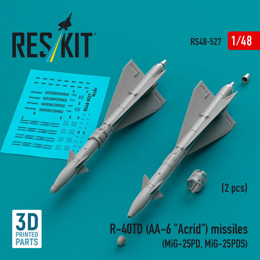 R-40TD (AA-6 'Acrid') missiles (2 pcs) (Mikoyan MiG-25PD, Mikoyan MiG-25PDS) (3D-Printed)