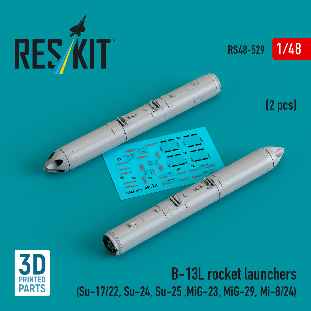 B-13L rocket launchers (2 pcs) (Sukhoi Su-17/22, Sukhoi Su-24, Sukhoi Su-25 ,Mikoyan MiG-23, Mikoyan MiG-29, Mi-8/24) (3D-Printed)